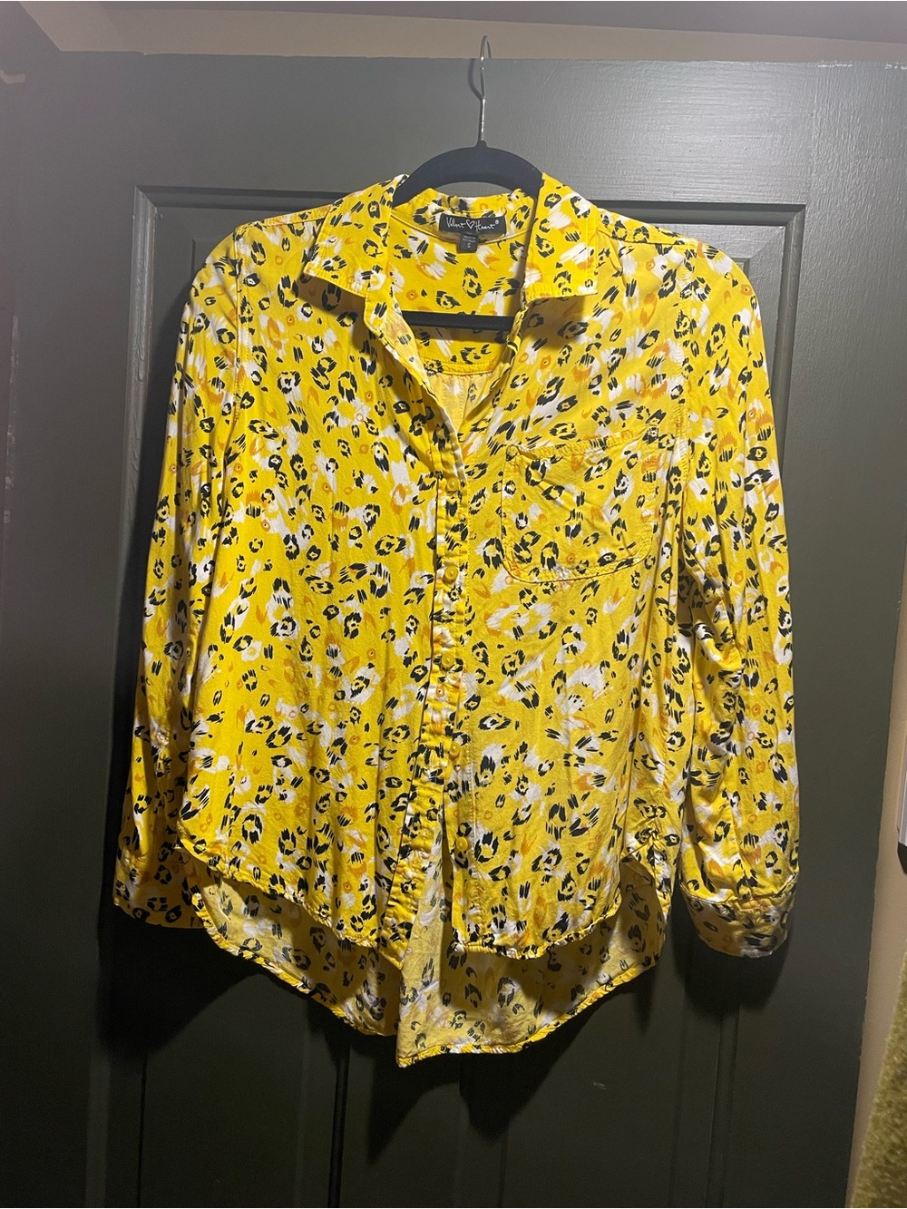 Velvet Heart Yellow Animal Print Button-Up Blouse